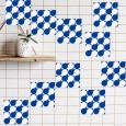 Ulticool Decoratie Sticker Tegels - Geometrische Wanddecoratie Blauw - 15x15 cm - 15 stuks Plakfolie Muurstickers Tegelstickers - Plaktegels Zelfklevend - Sticktiles - Badkamer - Keuken 