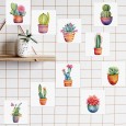 Ulticool Decoratie Sticker Tegels - Cactus Plant in Pot - 15x15 cm - 15 stuks Plakfolie Tegelstickers Muurstickers - Plaktegels Zelfklevend - Sticktiles - Badkamer - Keuken 