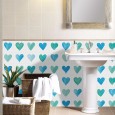 Ulticool Decoratie Sticker Tegels - Hart Zeegroen Liefde Hartjes Love Blauw - 15x15 cm - 15 stuks Plakfolie Muurstickers Tegelstickers - Plaktegels Zelfklevend - Sticktiles - Badkamer - Keuken 