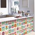 Ulticool Decoratie Sticker Tegels - Bloem Plant Rood Geel Groen Blauw - 15x15 cm - 15 stuks Plakfolie Tegelstickers - Plaktegels Muurstickers Zelfklevend - Sticktiles - Badkamer - Keuken 