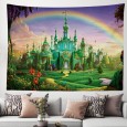 Ulticool - Kasteel Paleis Regenboog Sprookje - Wandkleed - 200x150 cm - Groot wandtapijt - Poster - Groen 