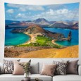 Ulticool - Baai Meer Bergen Landscape - Wandkleed - 200x150 cm - Groot wandtapijt - Poster - Blauw Groen 