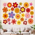 Ulticool - Flower Power Bloemen - Wandkleed - 200x150 cm - Groot wandtapijt - Poster - Oranje Rood Roze 