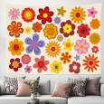 Ulticool - Flower Power Bloemen - Wandkleed - 200x150 cm - Groot wandtapijt - Poster - Oranje Rood Roze 