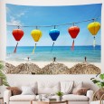 Ulticool - Lantaarn Slingers Lampion Strand Zee Vietnam - Wandkleed - 200x150 cm - Groot wandtapijt - Poster 