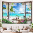 Ulticool - Doorkijk Strand Zee Natuur - Wandkleed - 200x150 cm - Groot wandtapijt - Poster 