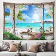 Ulticool - Doorkijk Strand Zee Natuur - Wandkleed - 200x150 cm - Groot wandtapijt - Poster 