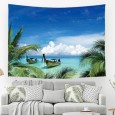 Ulticool - Strand Zee Boot Palmboom Natuur - Wandkleed - 200x150 cm - Groot wandtapijt - Poster