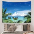 Ulticool - Strand Zee Boot Palmboom Natuur - Wandkleed - 200x150 cm - Groot wandtapijt - Poster