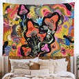 Ulticool - Paddestoel Oog Psychedelisch - Wandkleed - 200x150 cm - Groot wandtapijt - Poster - Rose Oranje Geel