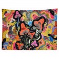 Ulticool - Paddestoel Oog Psychedelisch - Wandkleed - 200x150 cm - Groot wandtapijt - Poster - Rose Oranje Geel