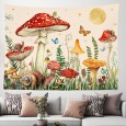 Ulticool - Paddestoel Vlinder Slak Kinderkamer - Wandkleed - 200x150 cm - Groot wandtapijt - Poster - Beige Rood Geel Groen