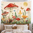 Ulticool - Paddestoel Vlinder Slak Kinderkamer - Wandkleed - 200x150 cm - Groot wandtapijt - Poster - Beige Rood Geel Groen