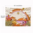 Ulticool - Regenboog Retro Vintage Zon Natuur Berg Heelal - Wandkleed - 200x150 cm - Groot wandtapijt - Poster - Beige Oranje Lila Paars