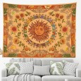 Ulticool - Zon Mandala Bloemen Maan Natuur Retro - Wandkleed - 200x150 cm - Groot wandtapijt - Poster - Oker Geel Oranje Groen