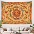 Ulticool - Zon Mandala Bloemen Maan Natuur Retro - Wandkleed - 200x150 cm - Groot wandtapijt - Poster - Oker Geel Oranje Groen