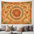 Ulticool - Zon Mandala Bloemen Maan Natuur Retro - Wandkleed - 200x150 cm - Groot wandtapijt - Poster - Oker Geel Oranje Groen