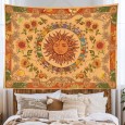 Ulticool - Zon Mandala Bloemen Maan Natuur Retro - Wandkleed - 200x150 cm - Groot wandtapijt - Poster - Oker Geel Oranje Groen