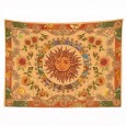 Ulticool - Zon Mandala Bloemen Maan Natuur Retro - Wandkleed - 200x150 cm - Groot wandtapijt - Poster - Oker Geel Oranje Groen