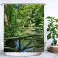 Ulticool Douchegordijn - Natuur Brug Water - 180 x 200 cm - met 12 ringen 