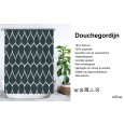 Ulticool Douchegordijn - Geometrische Vormen Donker Groen Zwart - 180 x 200 cm - met 12 ringen 