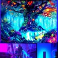 Ulticool -  Sprookjesboom - Glow in the Dark - Blacklight Party Wandkleed Achtergronddoek - 200x150 cm - Backdrop UV Lamp Reactive - Groot wandtapijt - Poster - Neon Verlichting 