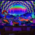 Ulticool -  Regenboog - Glow in the Dark - Blacklight Party Wandkleed Achtergronddoek - 200x150 cm - Backdrop UV Lamp Reactive - Groot wandtapijt - Poster - Neon Verlichting 