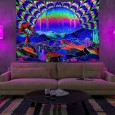 Ulticool -  Regenboog - Glow in the Dark - Blacklight Party Wandkleed Achtergronddoek - 200x150 cm - Backdrop UV Lamp Reactive - Groot wandtapijt - Poster - Neon Verlichting 