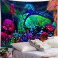 Ulticool -  Paddenstoelen - Glow in the Dark - Blacklight Party Wandkleed Achtergronddoek - 200x150 cm - Backdrop UV Lamp Reactive - Mushroom Groot wandtapijt - Poster - Neon Verlichting 