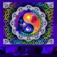 Ulticool - Mandala Zon Maan Yin Yang - Glow in the Dark - Blacklight Party Wandkleed Achtergronddoek - 200x150 cm - Backdrop UV Lamp Reactive - Groot wandtapijt - Poster - Neon Verlichting 