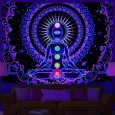 Ulticool - Chakra Aura Mandala Meditatie - Glow in the Dark - Blacklight Party Wandkleed Achtergronddoek - 200x150 cm - Backdrop UV Lamp Reactive - Groot wandtapijt - Poster - Neon Verlichting 