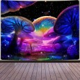 Ulticool - Paddenstoelen Natuur - Glow in the Dark - Blacklight Party Wandkleed Achtergronddoek - 200x150 cm - Backdrop UV Lamp Reactive - Groot wandtapijt - Poster - Fluoriserende Neon Verlichting 