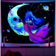 Ulticool - Zeemeermin Maan Skelet Planeten - Glow in the Dark - Blacklight Party Wandkleed Achtergronddoek - 200x150 cm - Backdrop UV Lamp Reactive - Groot wandtapijt - Poster - Fluoriserende Neon Verlichting 