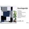 Ulticool Douchegordijn - Vierkant Rechthoek Blauw Zwart - 180 x 200 cm - met 12 ringen 