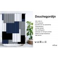 Ulticool Douchegordijn - Vierkant Rechthoek Blauw Zwart - 180 x 200 cm - met 12 ringen 