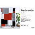 Ulticool Douchegordijn - Rechthoek Vierkant Rood Grijs - 180 x 200 cm - met 12 ringen 