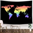 Ulticool - Wereldkaart Zwart - Regenboog  - Wandkleed - 200x150 cm - Groot wandtapijt - Poster