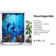Ulticool Douchegordijn - Dolfijn Zee Vissen Aquarium - 180 x 200 cm - met 12 ringen 