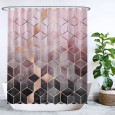 Ulticool Douchegordijn - Marmer Ombre Roze Geometrie - 180 x 200 cm - met 12 ringen 