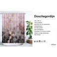 Ulticool Douchegordijn - Marmer Ombre Roze Geometrie - 180 x 200 cm - met 12 ringen 