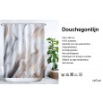 Ulticool Douchegordijn - Marmer Golven Bruin Sepia - 180 x 200 cm - met 12 ringen 