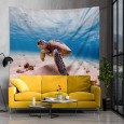 Ulticool - Schildpad Oceaan Zee Aquarium Eiland Strand - Wandkleed - 200x150 cm - Groot wandtapijt - Poster