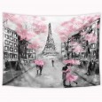 Ulticool - Parijs Eifeltoren Zwart Wit Roze Vintage Bloesem - Wandkleed - 200x150 cm - Groot wandtapijt - Poster