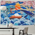 Ulticool - Slang Walvis Art Kunst Japan - Wandkleed - 200x150 cm - Groot wandtapijt - Poster