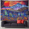 Ulticool - Zon Oranje Psychedelische Bergen - Wandkleed - 200x150 cm - Groot wandtapijt - Poster