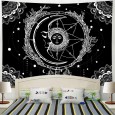 Ulticool - Zon Maan Mandala Zwart Wit Tarot - Wandkleed - 200x150 cm - Groot wandtapijt - Poster