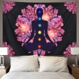 Ulticool - Chakra Energie Healing Zwart Roze Mandala - Wandkleed - 200x150 cm - Groot wandtapijt - Poster