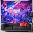 Ulticool - Planeten Paars Bergen Zee - Wandkleed - 200x150 cm - Groot wandtapijt - Poster