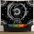 Ulticool - Zon Maan Mandala Zwart Wit Tarot - Wandkleed - 200x150 cm - Groot wandtapijt - Poster