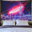 Ulticool - Planeten Sterren Psychedelisch Cactus - Wandkleed - 200x150 cm - Groot wandtapijt - Poster